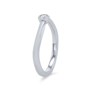 Bezel Single Diamond Wedding Band In White Gold 14K