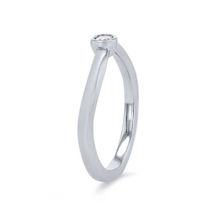Bezel Single Diamond Wedding Band In White Gold 14K