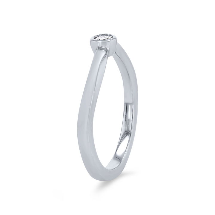 White Gold 14K Bezel Single Diamond Wedding Band