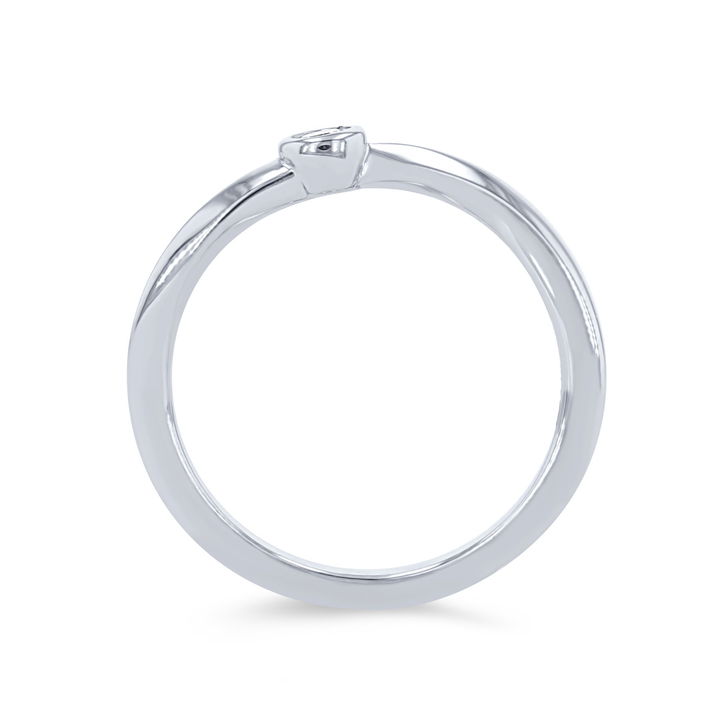 White Gold 14K Bezel Single Diamond Wedding Band