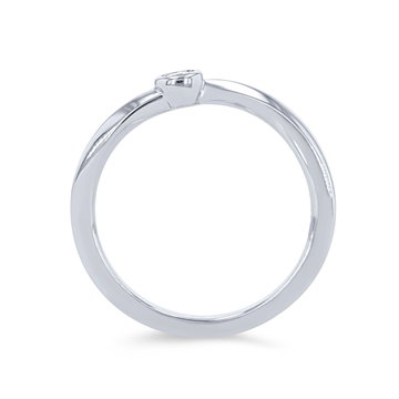 Bezel Single Diamond Wedding Band In White Gold 14K