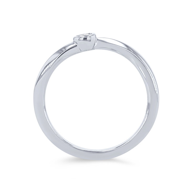 Bezel Single Diamond Wedding Band In White Gold 14K