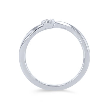 Bezel Single Diamond Wedding Band In White Gold 14K