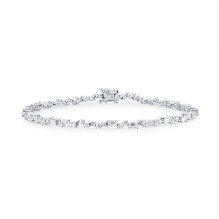 Scattered Diamond Tennis Bracelet In White Gold 14K