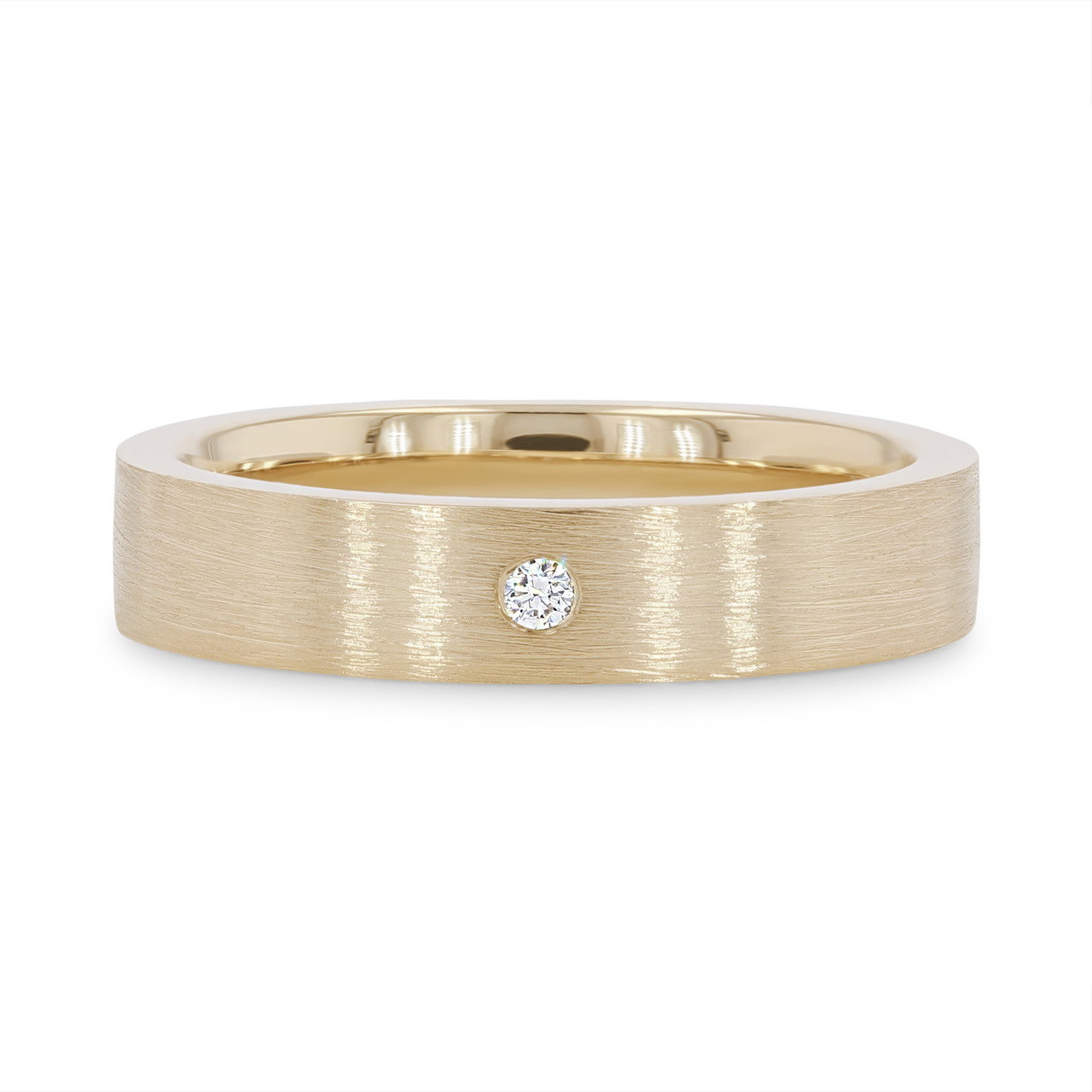 Matte Single Diamond 4mm Wedding Band 0