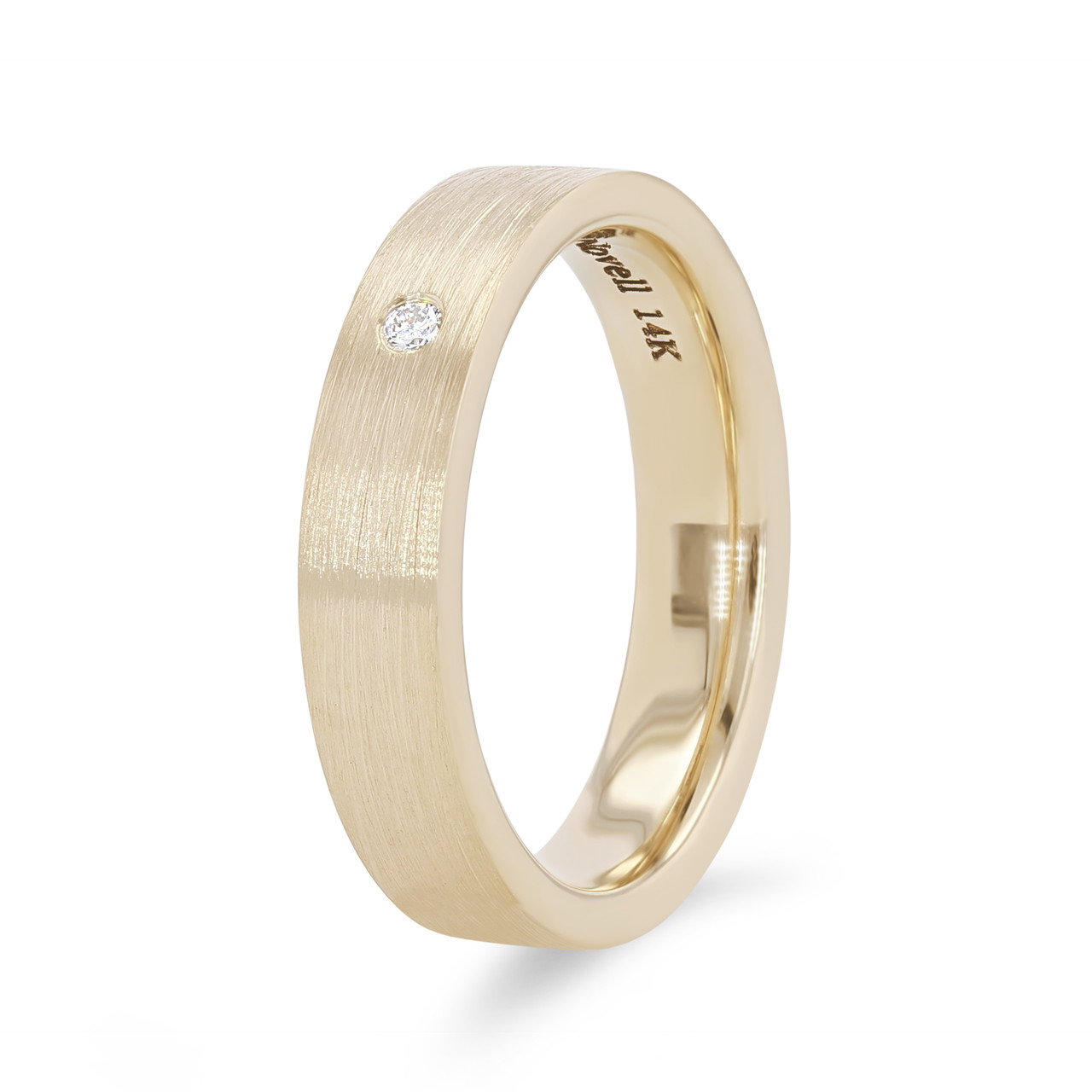 Matte Single Diamond 4mm Wedding Band 1