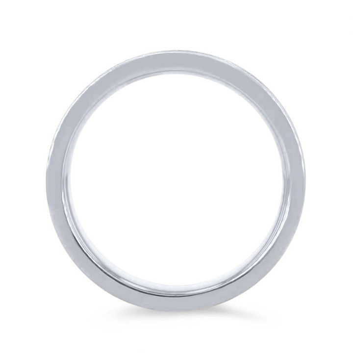 White Gold 14K Matte Single Diamond 4mm Wedding Band