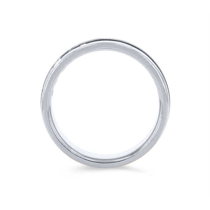 White Gold 14K Matte Princess and Round Diamond 6mm Wedding Band
