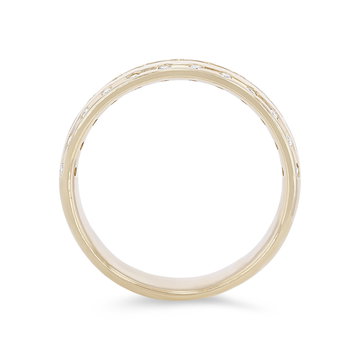 Three Row Diamond Inlay 6mm Wedding Band In White Gold 14K