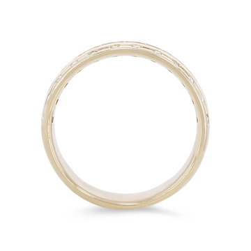 Three Row Diamond Inlay 6mm Wedding Band In White Gold 14K