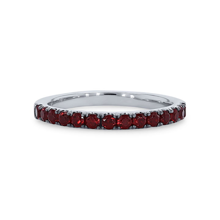White Gold 14K Garnet Wedding Band