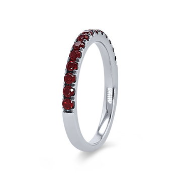 Garnet Wedding Band In Solid 14K White Gold