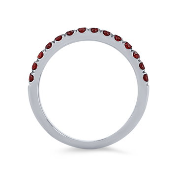 Garnet Wedding Band In Solid 14K White Gold