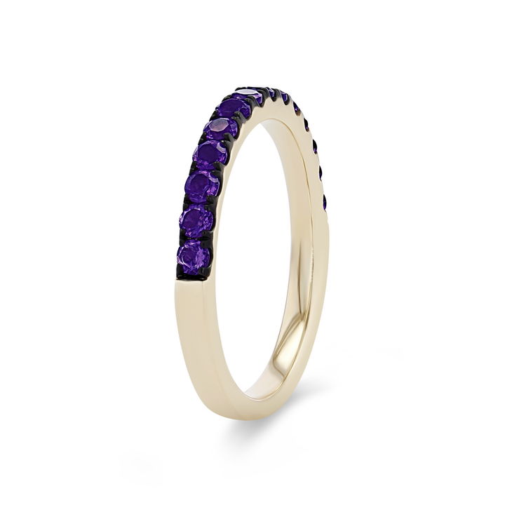Yellow Gold 14K Amethyst Wedding Band