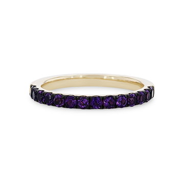 Amethyst Wedding Band In Solid 14K Yellow Gold