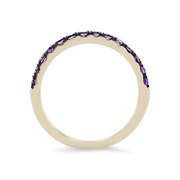 Amethyst Wedding Band In Solid 14K Yellow Gold