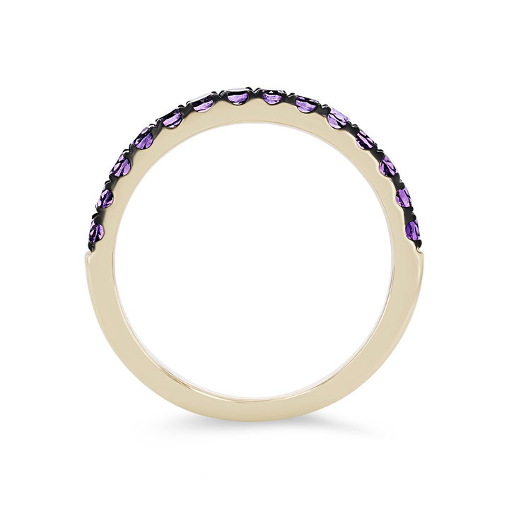 Amethyst Wedding Band In Solid 14K Yellow Gold