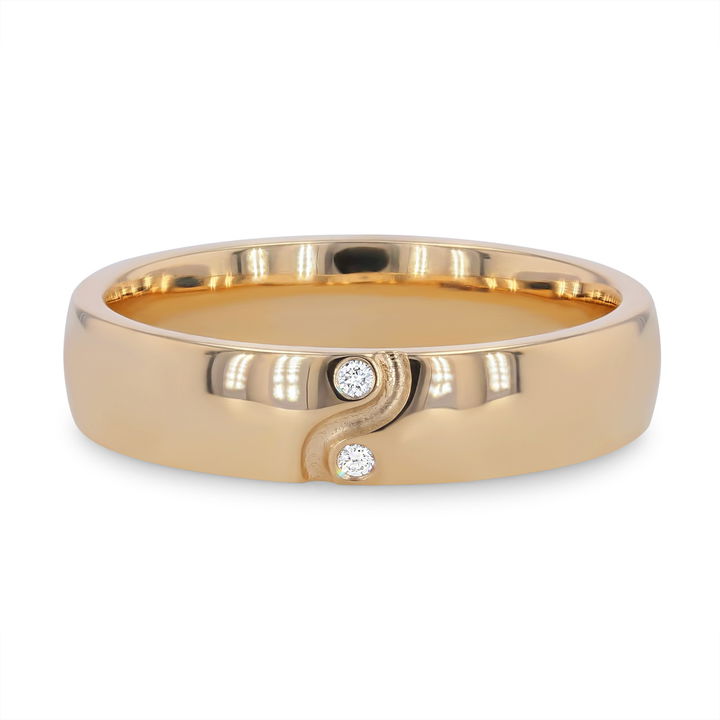 White Gold 14K Diamond Carved Swirl 5mm Wedding Band