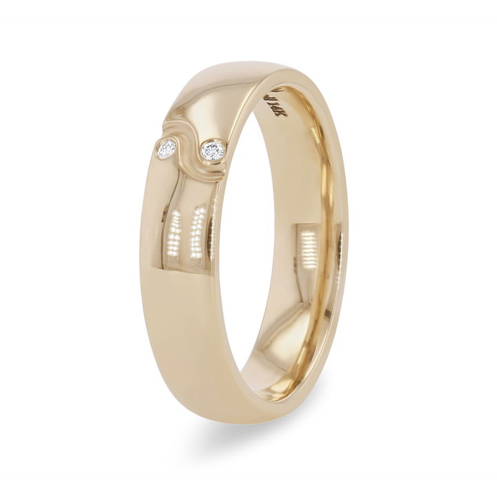 White Gold 14K Diamond Carved Swirl 5mm Wedding Band