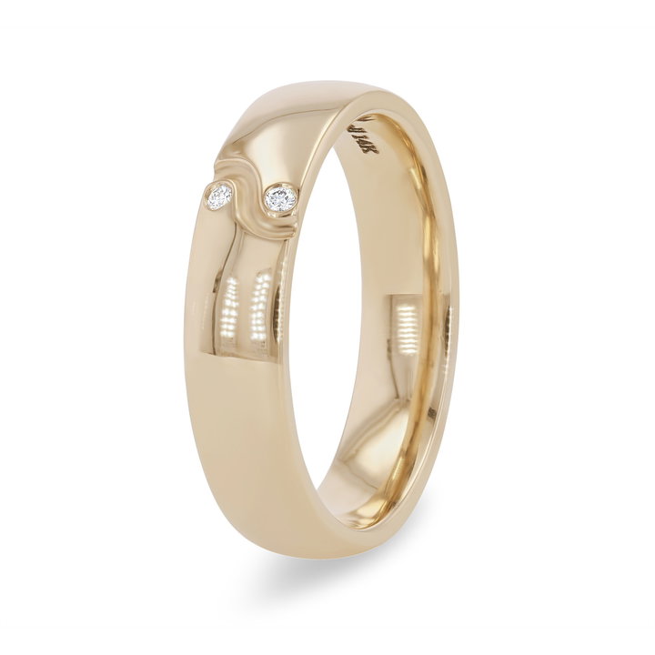 Diamond Carved Swirl 5mm Wedding Band In White Gold 14K