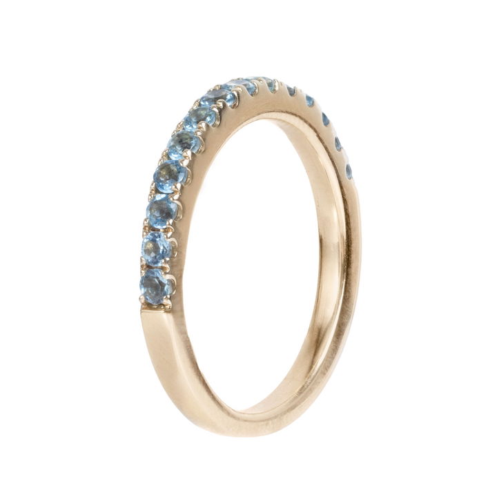 Yellow Gold 14K Aquamarine Wedding Band