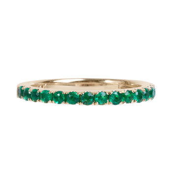 Green Emerald Wedding Band In White Gold 14K
