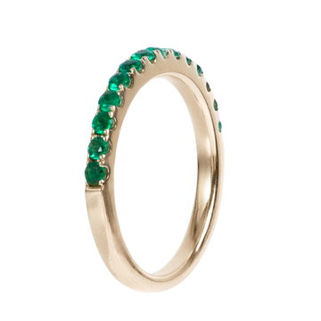 Green Emerald Wedding Band In White Gold 14K