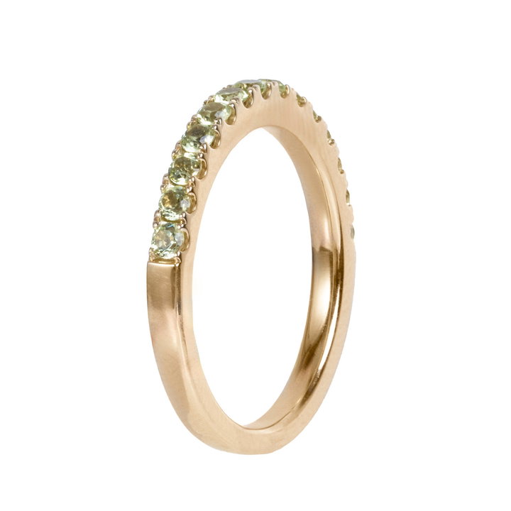 Peridot Wedding Band In Solid 14K Yellow Gold