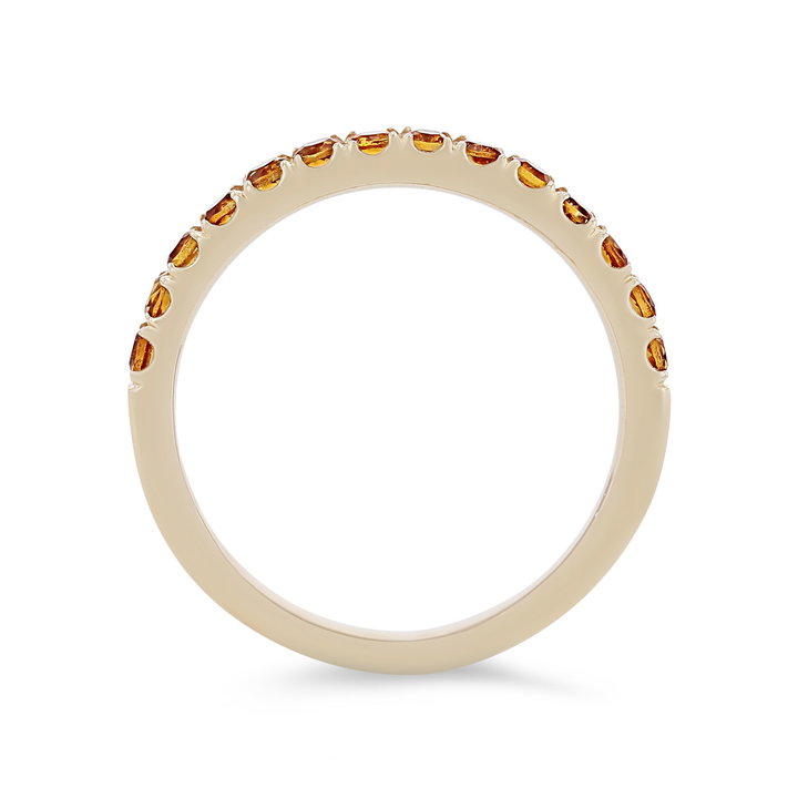 Citrine Wedding Band In Solid 14K Yellow Gold