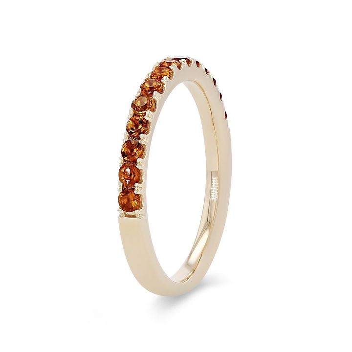 Citrine Wedding Band In Solid 14K Yellow Gold