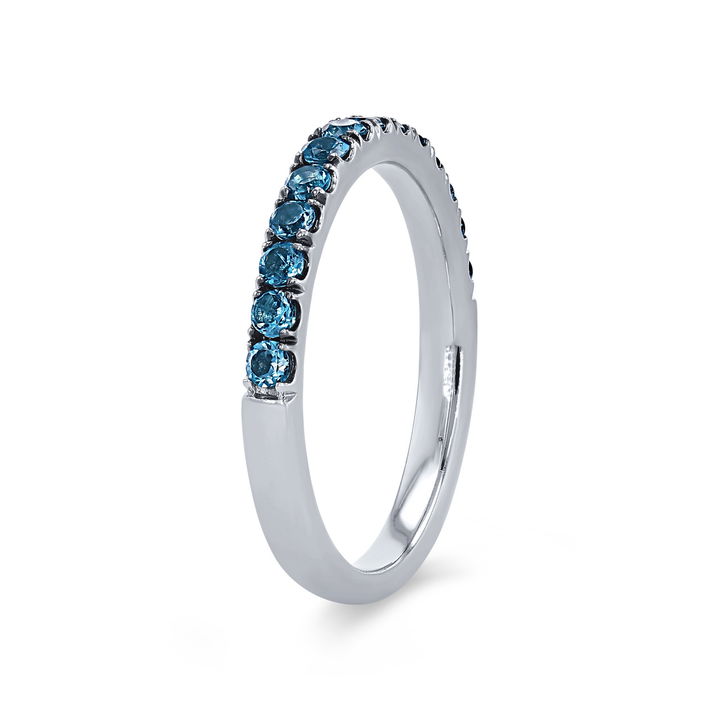 White Gold 14K London Blue Topaz Wedding Band