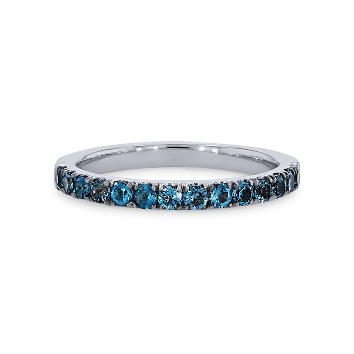 London Blue Topaz Wedding Band In Solid 14K White Gold