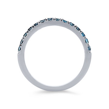 London Blue Topaz Wedding Band In Solid 14K White Gold