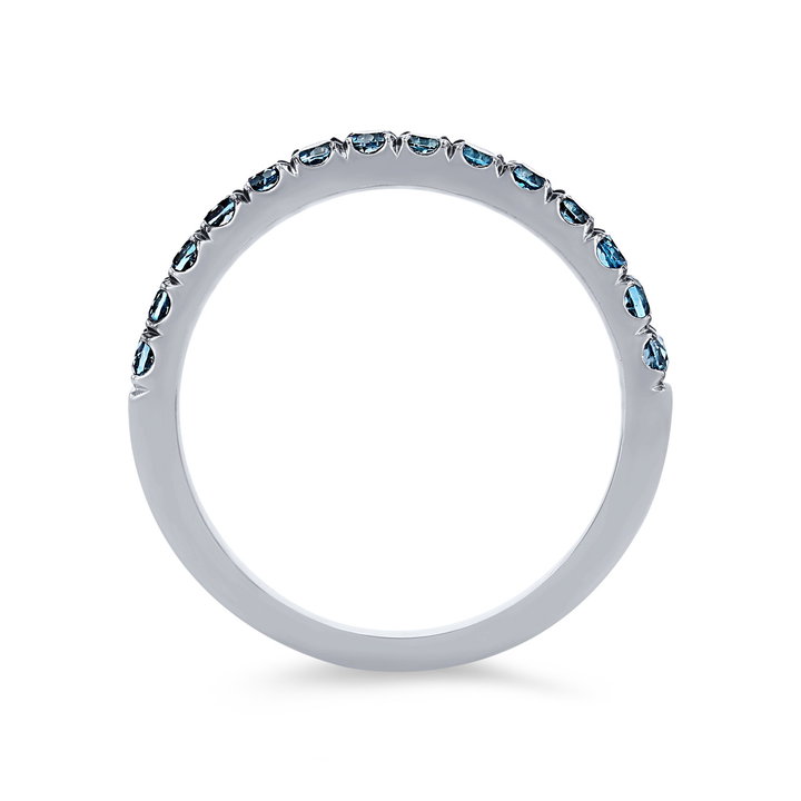 London Blue Topaz Wedding Band In Solid 14K White Gold