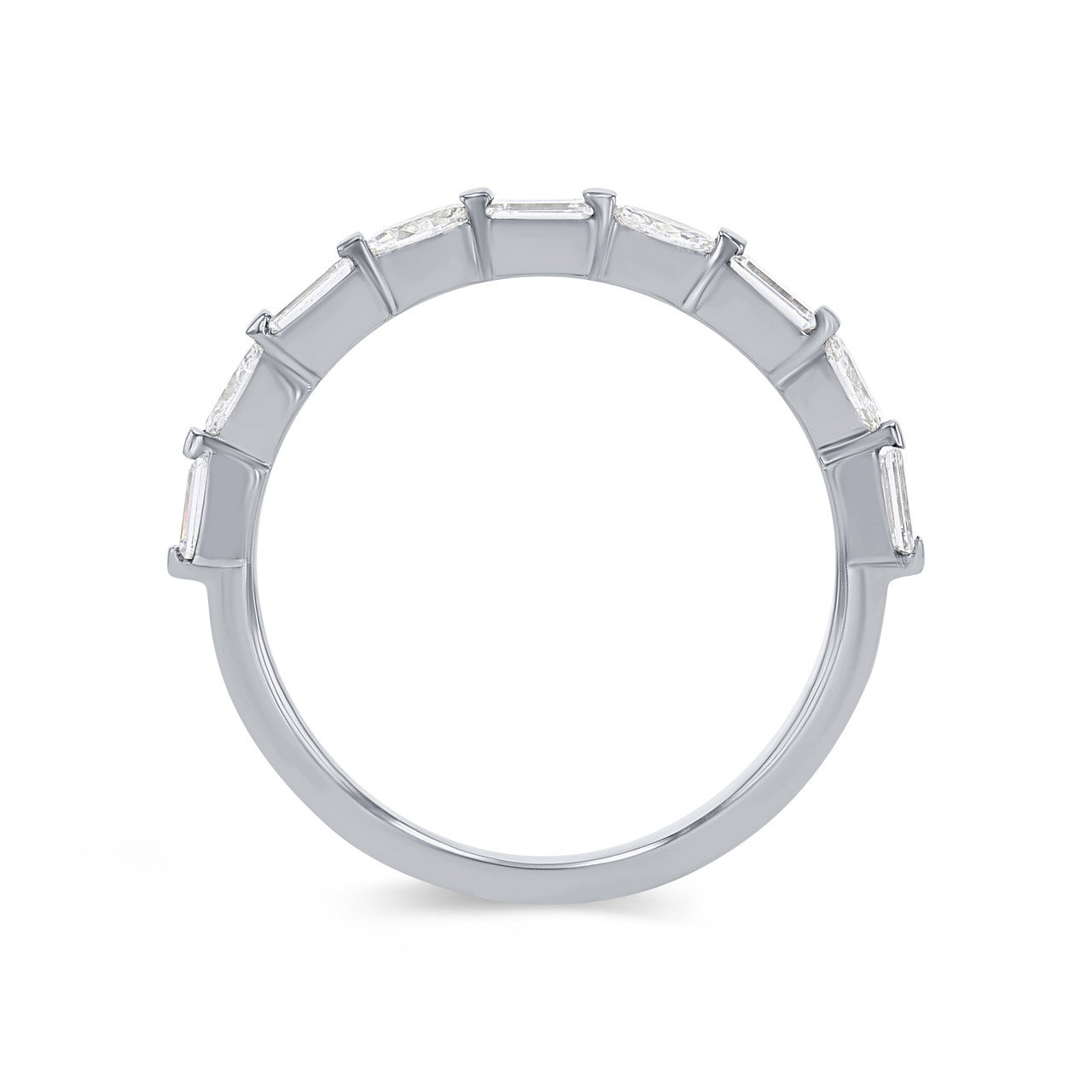 Alternating Marquise and Baguette Diamond Wedding Band