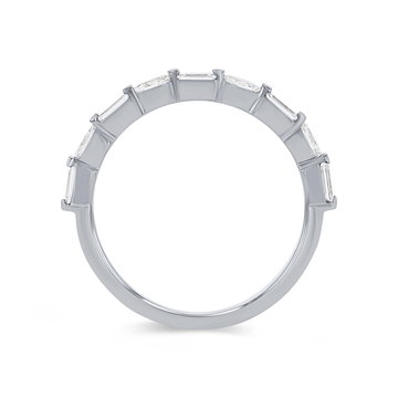 Alternating Marquise and Baguette Diamond Wedding Band In White Gold 14K
