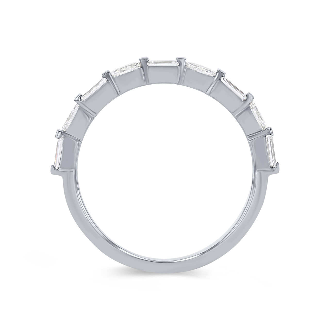 Alternating Marquise and Baguette Diamond Wedding Band