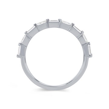 Alternating Marquise and Baguette Diamond Wedding Band In White Gold 14K
