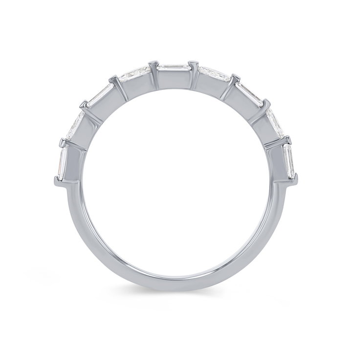 Alternating Marquise and Baguette Diamond Wedding Band In White Gold 14K