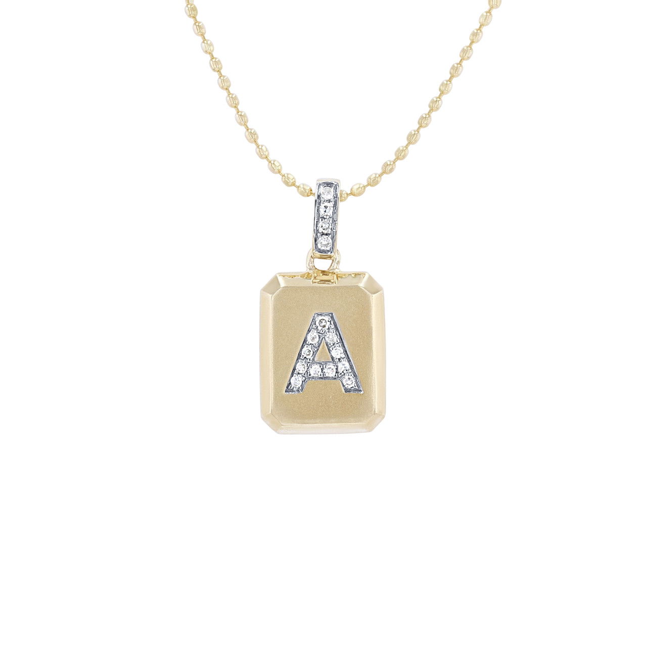 Diamond Initial "A" Block Pendant
