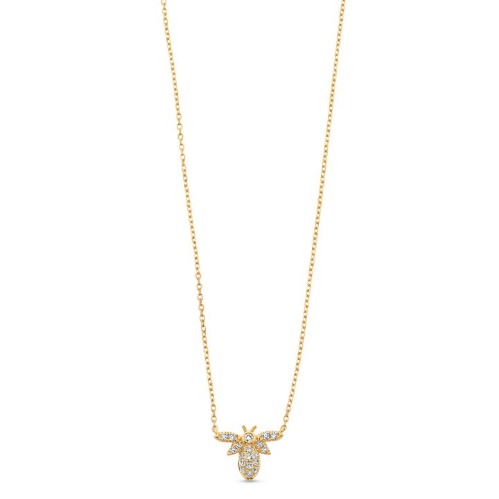 Yellow Gold 14K Petite Diamond Bee Pendant
