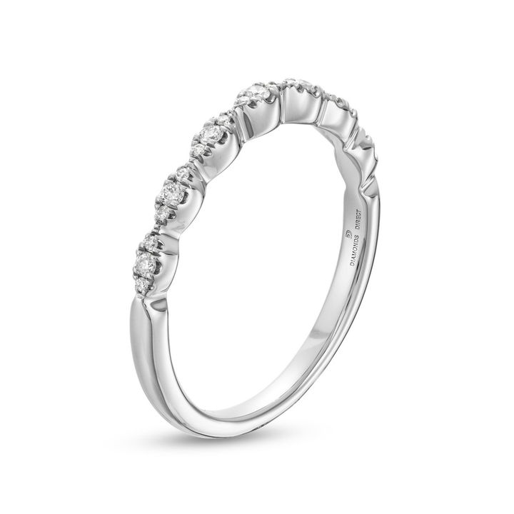 White Gold 14K Scallop Diamond Wedding Band by Diamonds Direct Designs