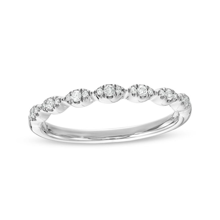 White Gold 14K Scallop Diamond Wedding Band by Diamonds Direct Designs