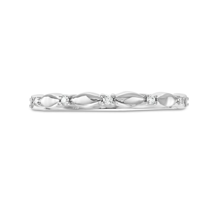 White Gold 14K Scallop Station Wedding Band by Diamonds Direct Designs