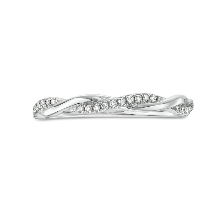 Twist Half Diamond Wedding Band by Adorette In White Gold 14K