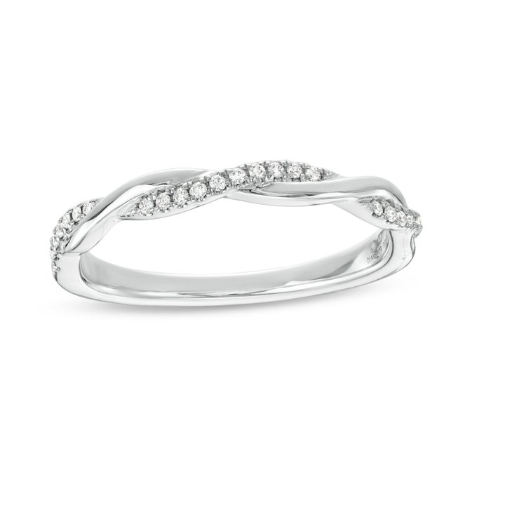 Twist Half Diamond Wedding Band by Adorette In White Gold 14K