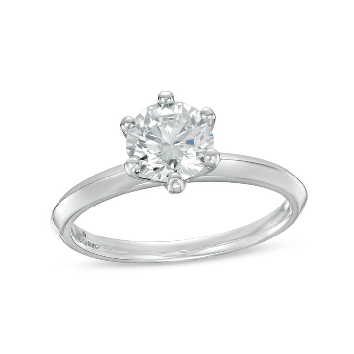 Solitaire Six Prong Engagement Setting by Adorette In White Gold 14K