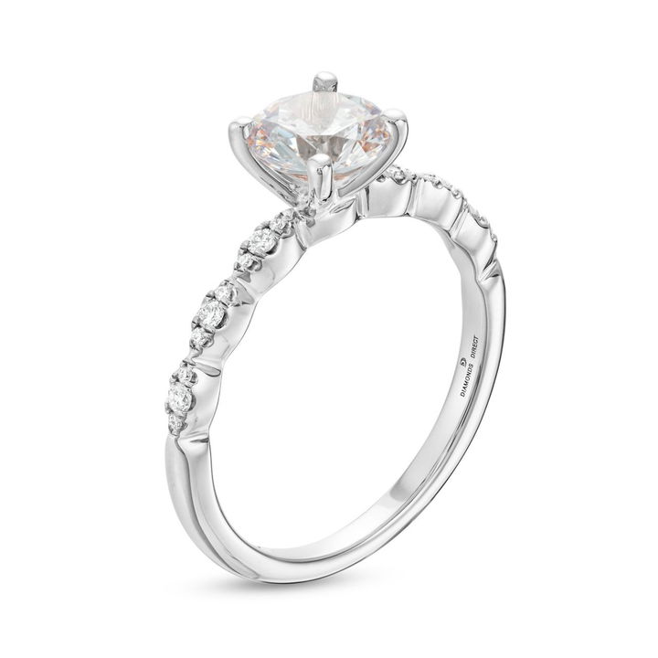 White Gold 14K Scallop Diamond Engagement Setting by Diamonds Direct Designs