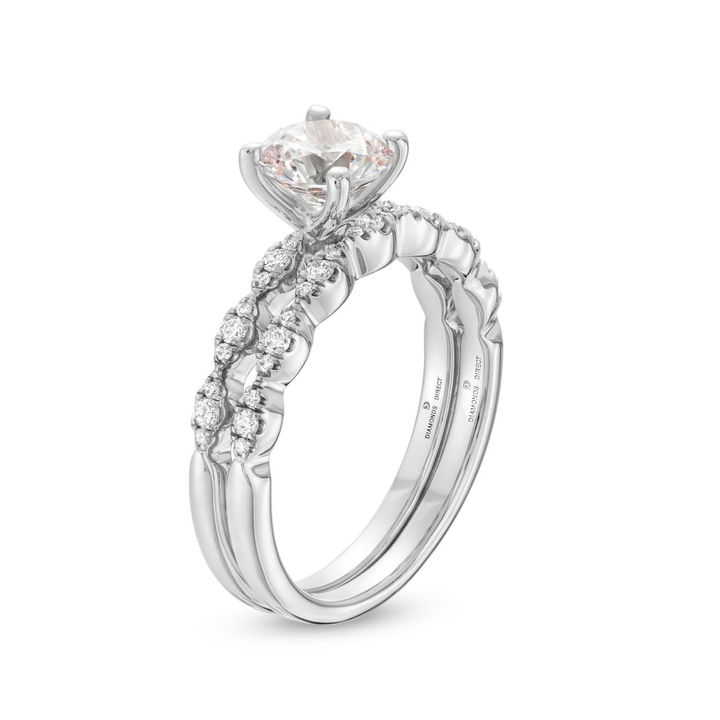 White Gold 14K Scallop Diamond Engagement Setting by Diamonds Direct Designs