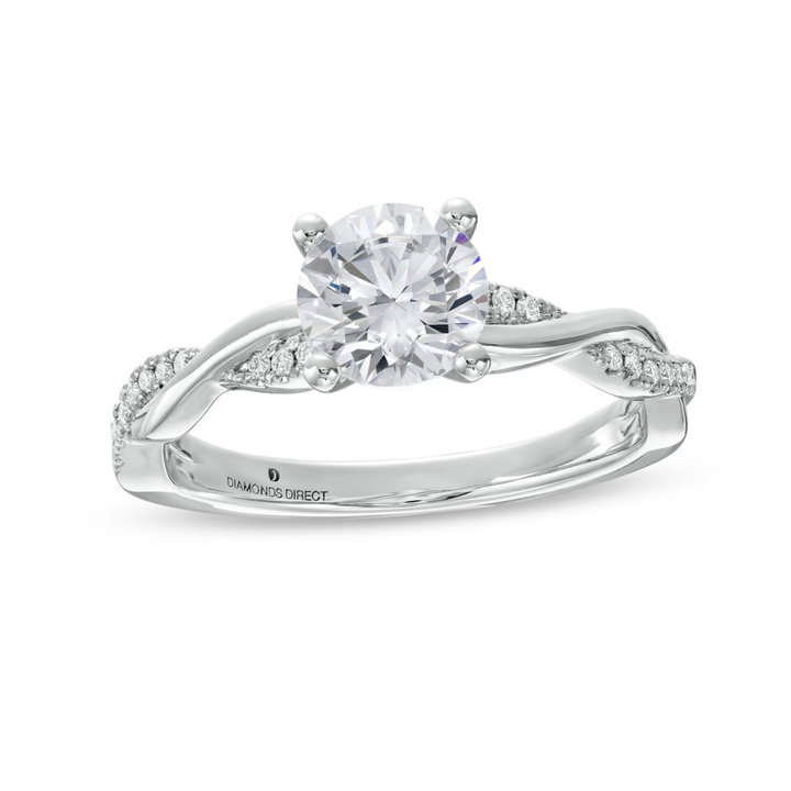 Twist Half Diamond Engagement Setting by Adorette In White Gold 14K